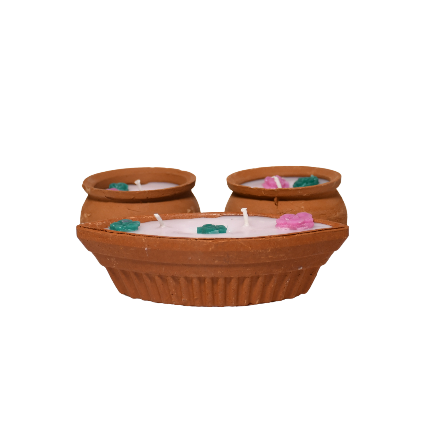 wax filled terracota diyas